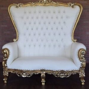 White and Gold Trone Chair (love seat)
